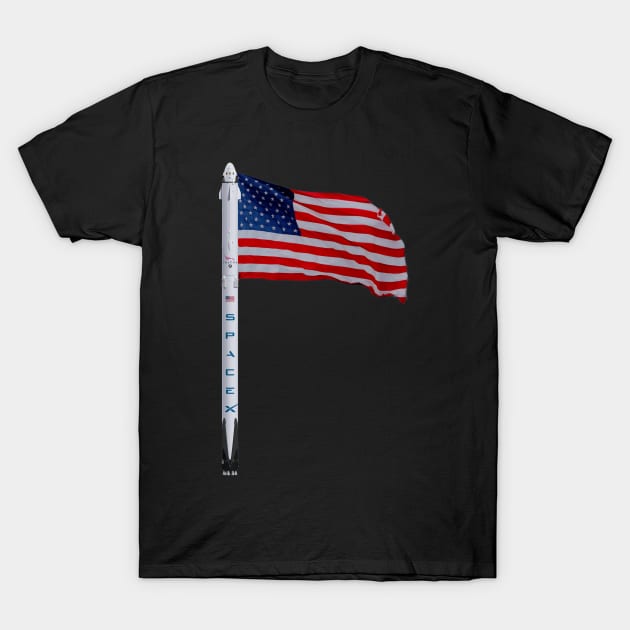 American Flag Falcon Rocket Launch America T-Shirt by W.Pyzel